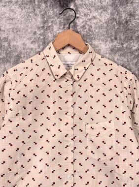 Officine Generale Shirt Large Womens Corduroy Textured Geometric Button Down